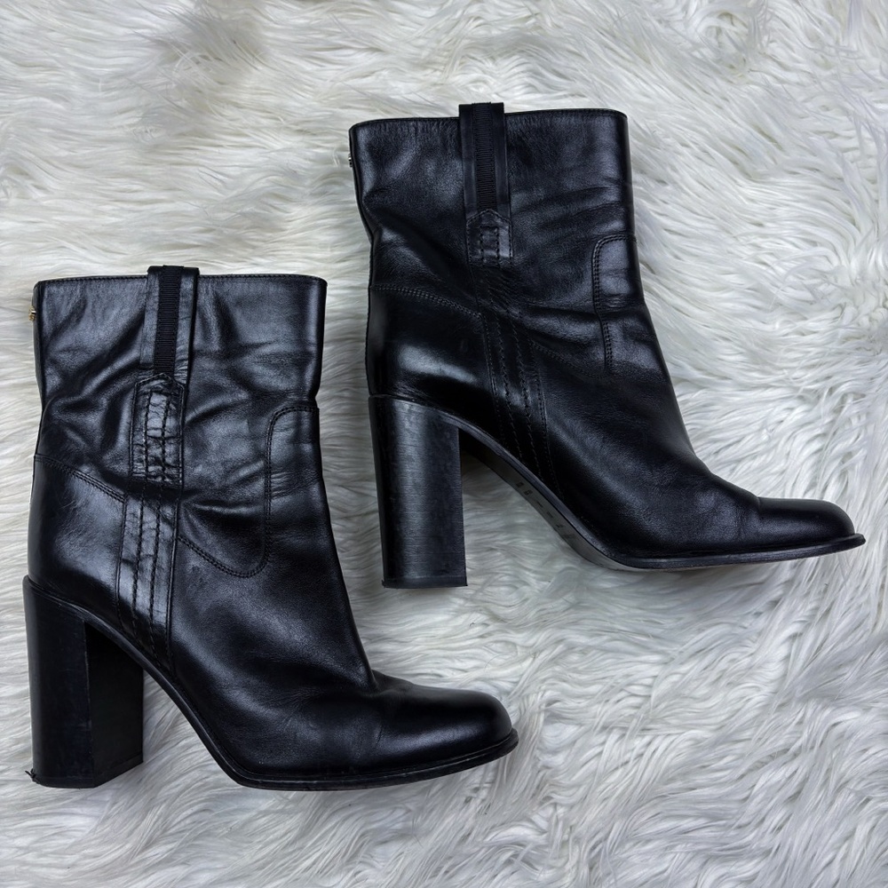 Kate Spade Baise Leather Pull On Heeled Calf Ankle Boot Bootie Smooth Size 10 - Picture 3 of 10